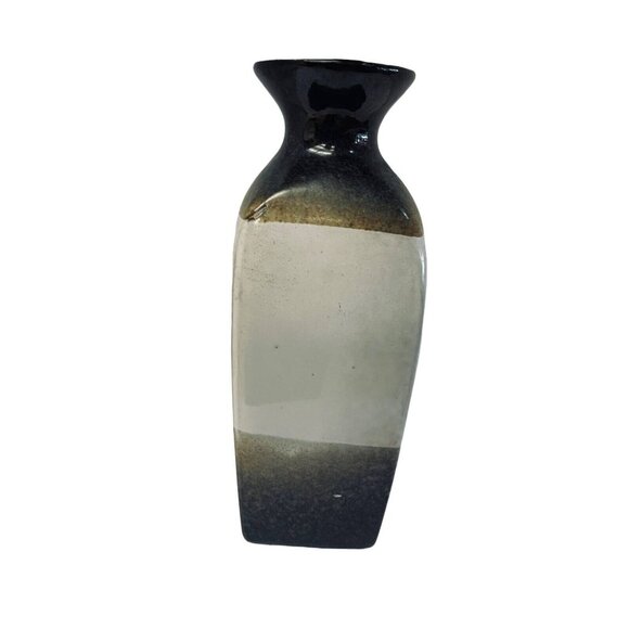 Multicolor Ceramic Vases Elegant Black Brown White Glaze Home Decor Set Of 5 - Picture 4 of 7